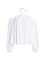 Oleander Poplin Off-The-Shoulder Top