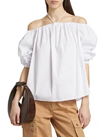 Oleander Poplin Off-The-Shoulder Top