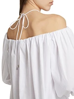 Oleander Poplin Off-The-Shoulder Top