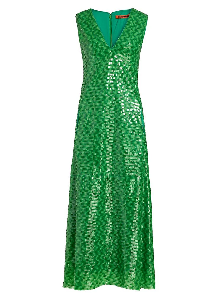 Nori Sequined V-Neck Maxi Dress