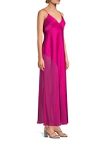 Satin Chiffon V-Neck Gown