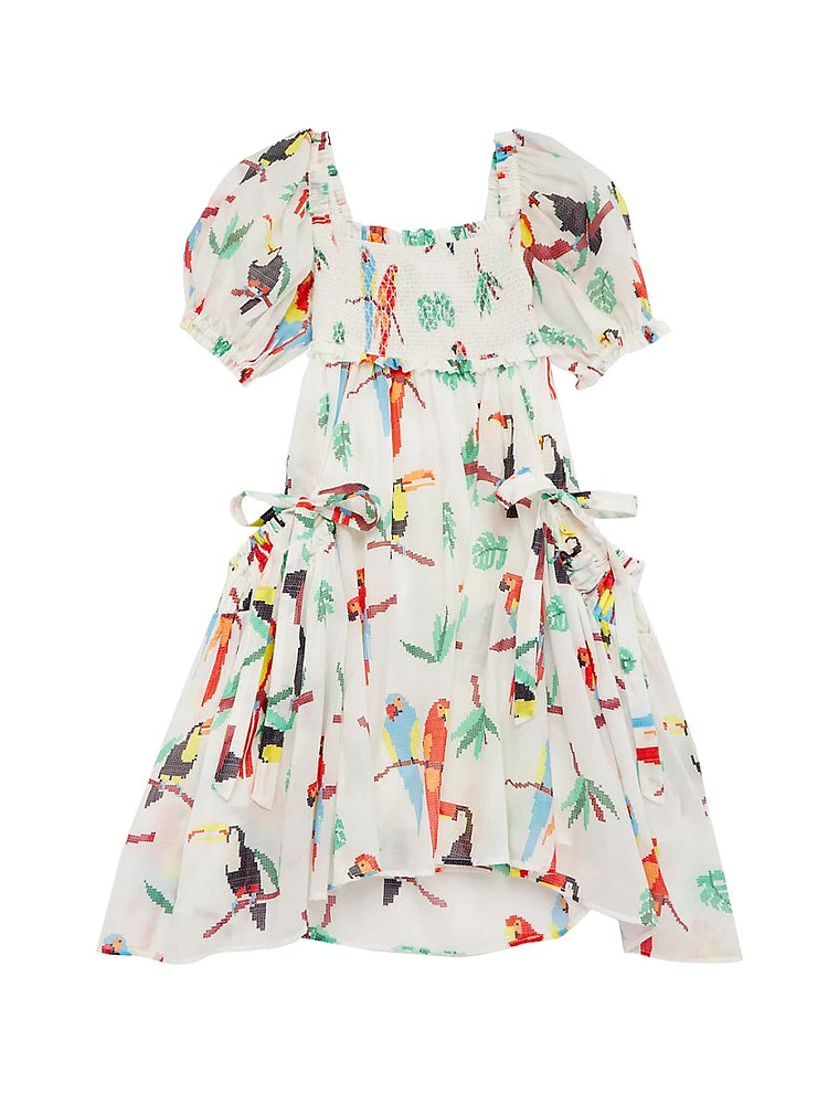 Little Girl's & Stitched Birds Dress