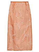 Embroidered Organza Midi Skirt