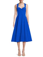 Taffeta Fit & Flare Midi-Dress