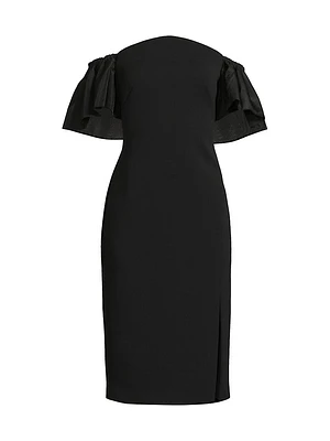 Off-The-Shoulder Sheath Midi-Dress