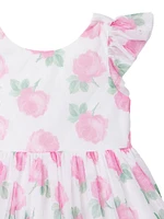 Little Girl's & Rose Print Chiffon Dress