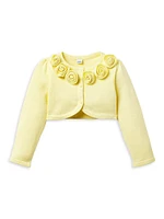 Little Girl's & The Rosette Cropped Cardigan