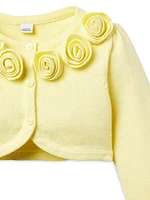 Little Girl's & The Rosette Cropped Cardigan