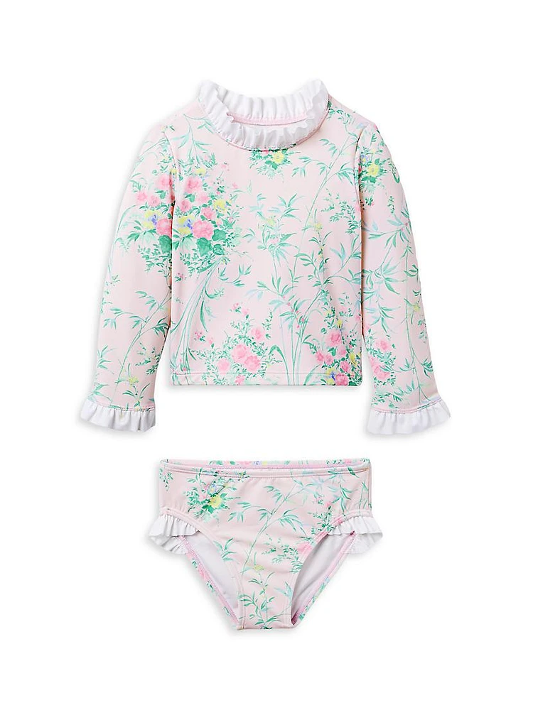 Little Girl's & 2-Piece Floral Rashguard Swimsuit