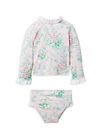 Little Girl's & 2-Piece Floral Rashguard Swimsuit