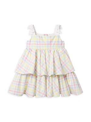 Little Girl's & Gingham Print Tiered Dress