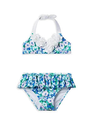 Little Girl's & Girl's Floral Rosette Bikini Swimsuit