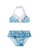 Little Girl's & Girl's Floral Rosette Bikini Swimsuit