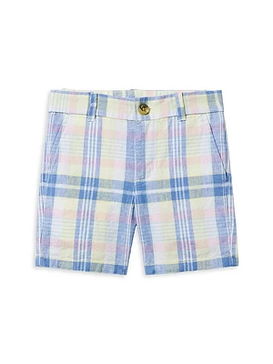 Little Boy's & Plaid Linen-Cotton Shorts