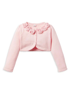 Little Girl's & The Rosette Cropped Cardigan