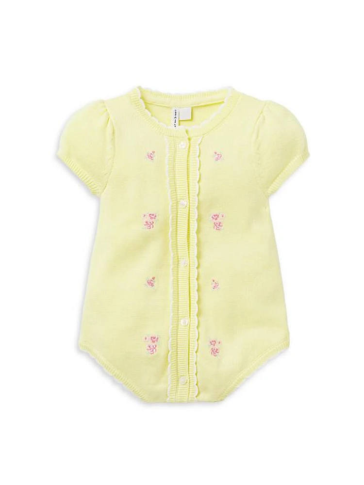 Baby Girl's Embroidered Flower Romper