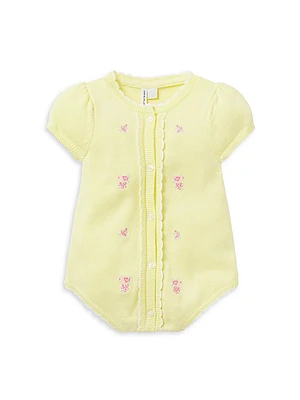 Baby Girl's Embroidered Flower Romper