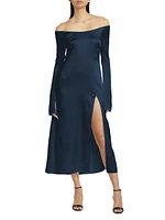 Katrina Silk-Blend Off-the-Shoulder Midi-Dress