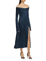 Katrina Silk-Blend Off-the-Shoulder Midi-Dress