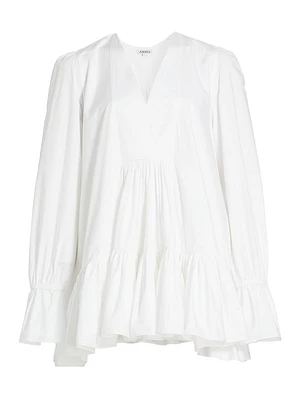 Thistle Micro Day Cotton Poplin Tiered Dress