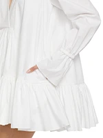 Thistle Micro Day Cotton Poplin Tiered Dress