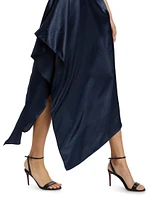 Manisha Satin Asymmetric Midi-Dress