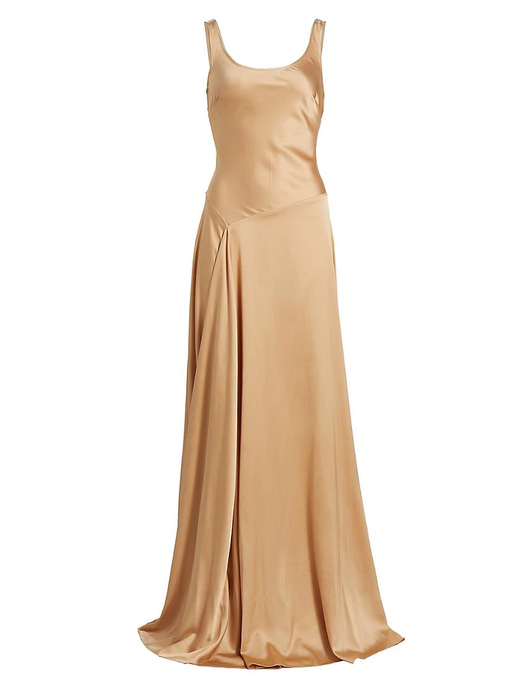 Deepika Silk-Blend Asymmetric Gown