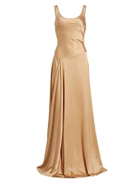 Deepika Silk-Blend Asymmetric Gown