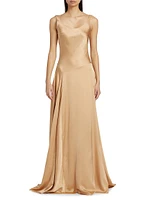 Deepika Silk-Blend Asymmetric Gown