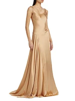 Deepika Silk-Blend Asymmetric Gown