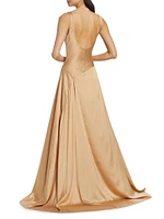 Deepika Silk-Blend Asymmetric Gown