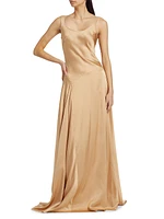 Deepika Silk-Blend Asymmetric Gown