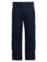 Denim Wide-Leg Cargo Pants