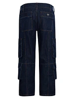 Denim Wide-Leg Cargo Pants