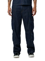 Denim Wide-Leg Cargo Pants