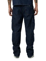 Denim Wide-Leg Cargo Pants