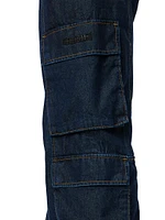 Denim Wide-Leg Cargo Pants