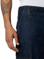 Denim Wide-Leg Cargo Pants