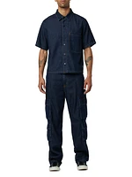 Denim Wide-Leg Cargo Pants