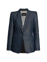 Metallic Denim Blazer