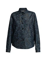 Floral Cotton-Blend Metallic Blouse