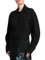 Silk-Blend Short Utility Jacket