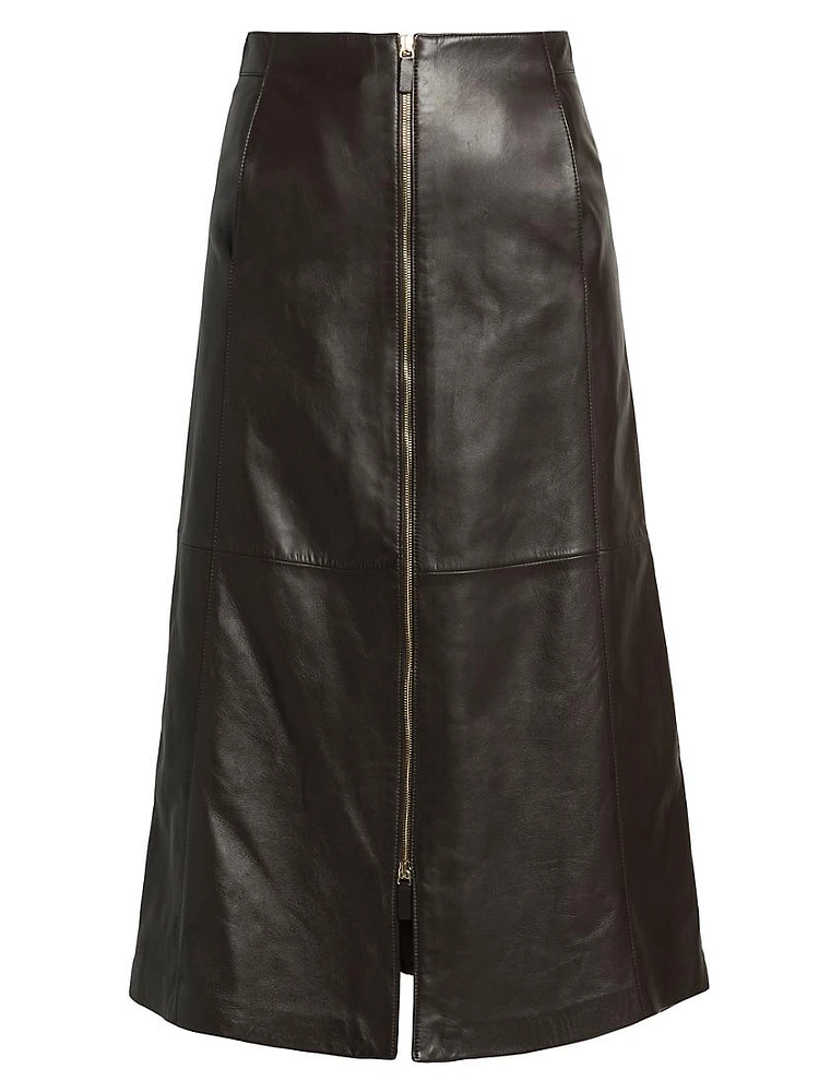 Leather Zip Maxi Skirt