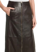 Leather Zip Maxi Skirt