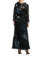 Floral Silk Long-Sleeve Maxi Dress