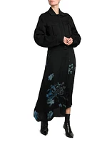 Floral Silk Asymmetric Maxi Skirt