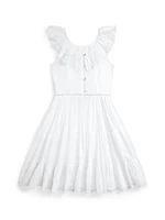 Little Girl's & EyeletVoile Fit-And-Flare Dress