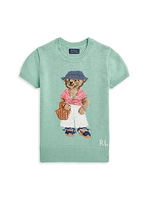 Little Girl's & Polo Bear Short-Sleeve Knit Sweater