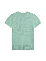 Little Girl's & Polo Bear Short-Sleeve Knit Sweater