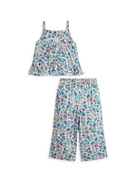 Little Girl's & Floral Cotton Batiste 2-Piece Set